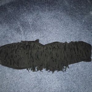 Black frilly strapless bikini top